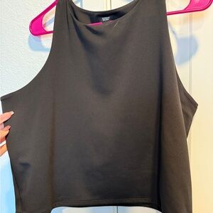 Express Body Contour black high neck crop top